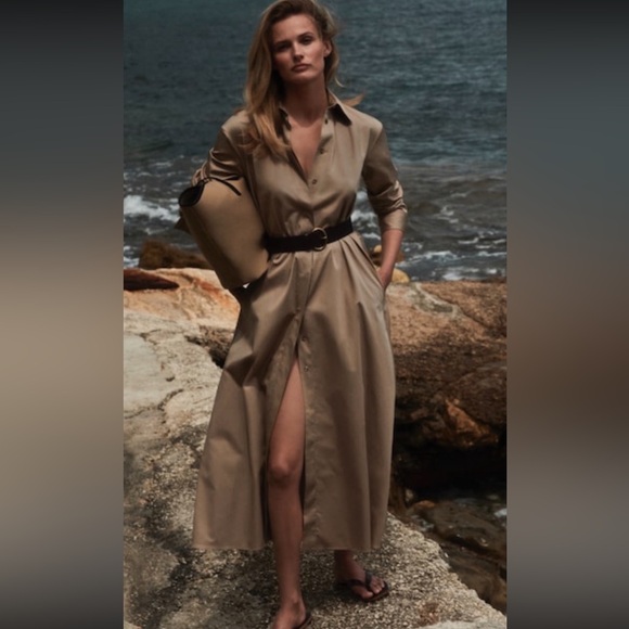 Massimo Dutti Jackets & Blazers - Massimo Dutti Beige Long dress